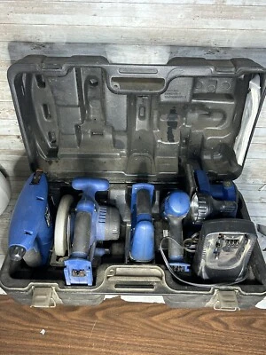 Delta Shopmaster 5 Piece 18V Blue Tool Kit Set With Black Portable Case  NO BAT - Image 1 of 4