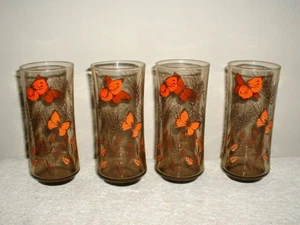 Lote de 4 enfriadores de vaso Libbey Tawny Garden Party (Mariposas Monarca) 6 1/2" - Imagen 1 de 1