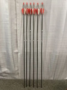 QTY 6 VICTORY BBVFS-350FQ BUCK BUSTER 350 SPINE 72P CARBON ARROW RED &WHITE VANE - Picture 1 of 4