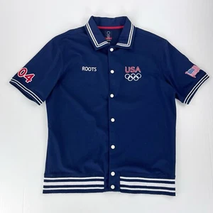 Vintage Roots USA Olympics 04 Blue Button Down Shirt Mens XL - Picture 1 of 5