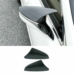 Carbon Fiber Ox Horn Rearview Mirror Cover Trim 19-2022 For Lexus RC ES LS LC UX - Picture 1 of 7