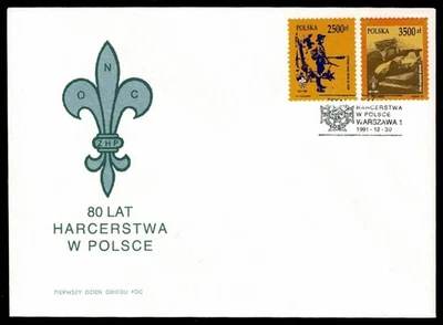 POLONIA 1991 FDC (2) 80 Aniversario del Movimiento Scout en Polonia SG72X Foto 1 de 2