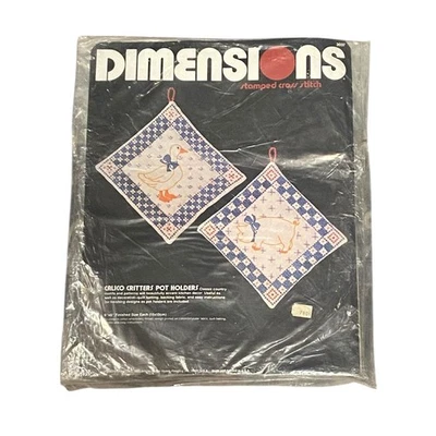 Dimensions Calico Critters Pot Holders Stamped Cross Stitch Kit 3037 Duck Pig - Image 1 of 3