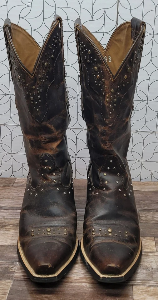 Botas vaqueras Ariat para mujer de cuero marrón con estrás talla 8B accesorio de moda  Foto 1 de 4