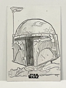 TOPPS STAR WARS CHROME BOBA FETT SKETCH BY DAN COONEY - Picture 1 of 2
