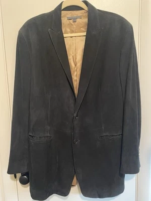 John Varvatos BLACK 100% Goat Suede BLAZER / JACKET 54 L -Italy; 44 Long-USA XL - Image 1 of 4
