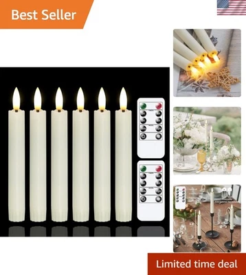 Battery Operated Flameless Taper Candles with Two Remote Timer, 6.4" LED 3D-W... - Image 1 of 4
