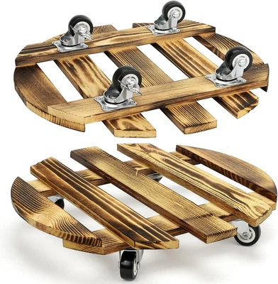 2件装12英寸植物收纳盒-植物收纳盒带轮子,重型滚轮厂支架 — 第 1/4 张图片