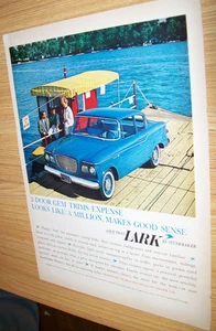 1960 Studebaker Lark large mag car ad -"2 door gems trims expense" ferry ride - Picture 1 of 1