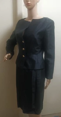 Ricki Freeman For Teri Jon 2 Piece Skirt Suit 100% Wool Vintage Missing 1 Button - Image 1 of 4