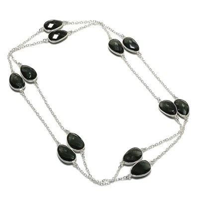 Collar de piedras preciosas de alejandrita hecho a mano diseño antiguo cadena joyería 36" CH 7213 Foto 1 de 4