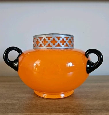 Vintage Art Glass Posey Vase/ Bowl. Large Vibrant Tango Glass. 13cmx 18cm - Image 1 of 4