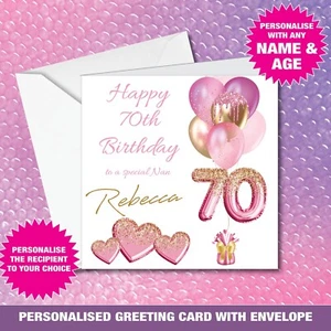 Personalisierte Party Geburtstagskarte 50. 60. 70. Mutter Oma Nan Freund Glitzer 32 - Bild 1 von 8