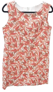 Women's Mod Shift Day Dress Handmade Short Zip Sleeveless L Paisley Lined Retro - Picture 1 of 12