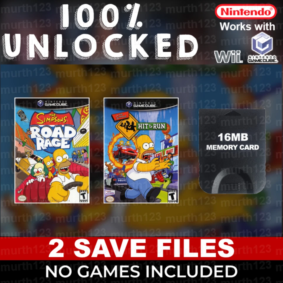 The Simpsons Hit & Run Road Rage Gamecube Memory Card Unlocked Completed Saves - Image 1 of 4