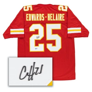 CLYDE EDWARDS-HELAIRE Signed Jersey (BECKETT) KANSAS CITY CHIEFS Custom Red XL - Afbeelding 1 van 6