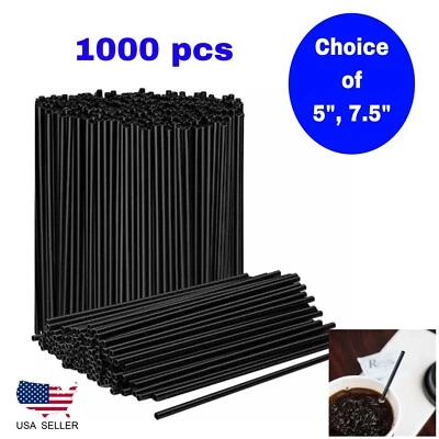 1000 Ct Coffee Stirrers Sip Straw Plastic Black Cocktail Sticks 5" Or 7.5'' - Image 1 of 4
