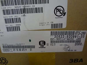 NICHICON Part#EKY-160ELL471MJC5S, CAP ALUM 470UF 20% 16V RADIAL, D/C 1321,50 pcs - Picture 1 of 2
