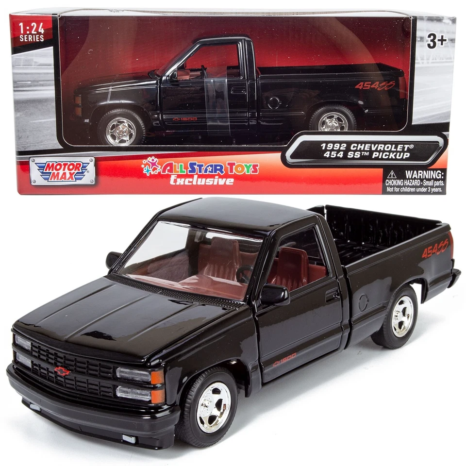 1992 Chevrolet SS 454 Pickup Truck Black 1/24 Diecast Car Model MOTORMAX 73203