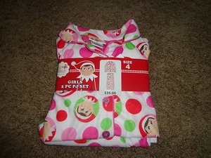 ELF ON THE SHELF girl's sz 4 NWT 2-piece white/pink/red polyester LS pajamas  - Picture 1 of 4