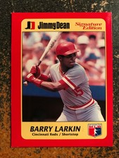 Barry Larkin Reds 1991 Jimmy Dean Signature Ed RARE HAND CUT POSTER CARD