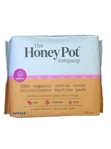 The Honey Pot Herbal-Infused 100% Cotton Pads W/ Wings  16 Ct - Picture 1 of 2