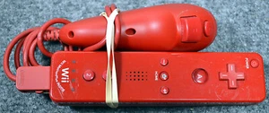 Ninetendo Wii Red Nunchuck with remote - untested - parts or repair. - Picture 1 of 2