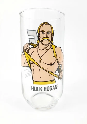 Vintage WWF 1990 Hulk Hogan Drinking Glass Hulkamania Hulkster Titan Sports VGUC Cover