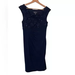Robe de cocktail bleu marine pailletée Connected Apparel taille 8P neuve avec étiquette - Photo 1 sur 10