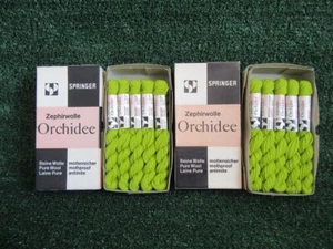 2 Vintage Springer Zephirwolle Orchidee 10 Skeins Pure Wool Green Yarn 2029 - Picture 1 of 4