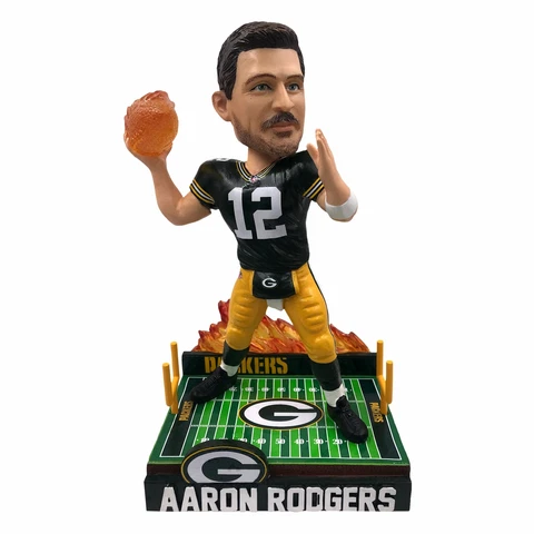 Aaron Rodgers Green Bay Packers On Fire Bobblehead NFL Cover
