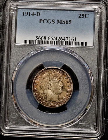 1914 D 25C Barber Quarter PCGS MS 65 Cover