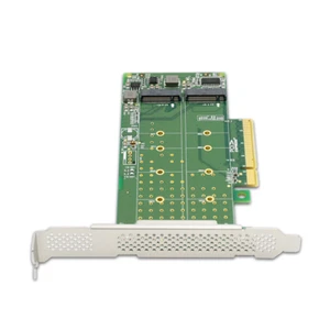 PCI Express 4.0 x8 to 2 Port M.2 M Key NVMe SSD Adapter Expansion Card - Picture 1 of 8