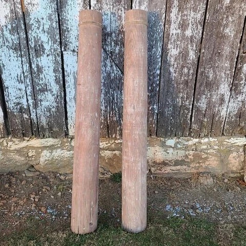 Antique Walnut Portico/Porch Column Pair, 5 Feet Tall Cover
