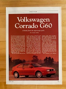 1989 Original Print 5 Page Article Volkswagen Corrado G60 - Picture 1 of 3