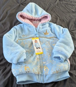 Brand New w/ Tag Disney Princess Plush Hoodie Jacket Blue Size 5 - Picture 1 of 2