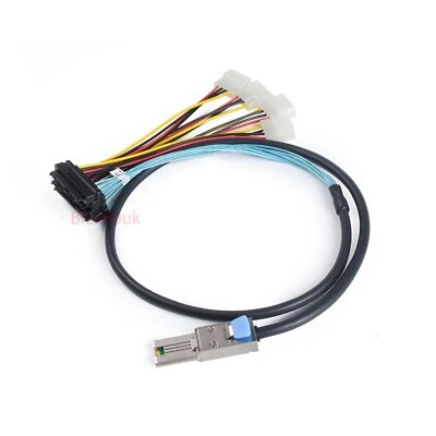 External Mini SAS 4X SFF-8088 26pin to SFF-8482 29pin with IDE Power Cable 1m/2m - Image 1 of 4