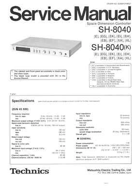 TECHNICS SH-8040 - SPACE DIMENSION CONTROLLER - SERVICE MANUAL IN COLOR - REPAIR - Bild 1 von 2