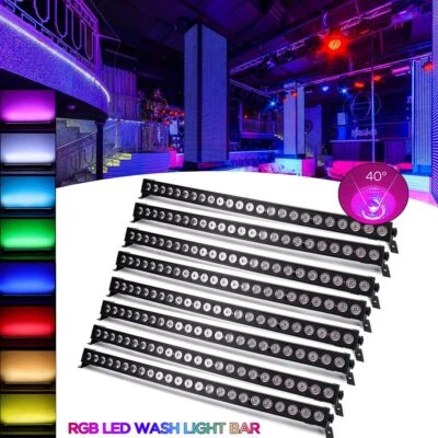 8 Stk 96W Wallwasher Licht 24LED RGB DMX DJ Bar Bühnenlicht - 107cm Weihnachten - Bild 1 von 4