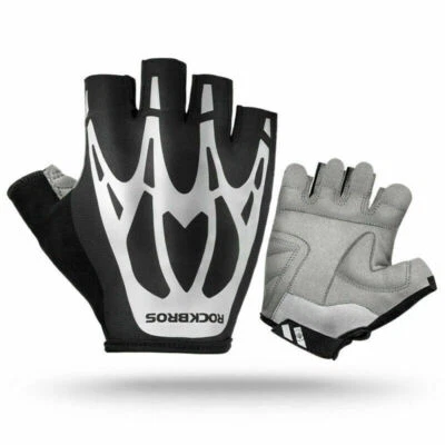 ROCKBROS Reflective Cycling Gloves Fingerless Non-Slip Shockproof Half Finger - image 1 of 4