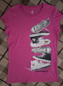 Girls Converse fuchsia Hi top image pink t-shirt age 12 VGC - Picture 1 of 3