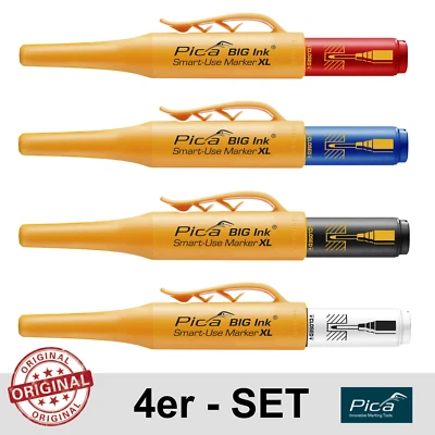 4er-Set | Pica BIG-INK Tieflochmarker XL | Bau Marker Reifenstift wasserfest