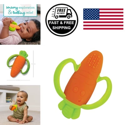 Mordedor de silicona en forma de zanahoria para bebés juguete de dentición de fácil agarre sin BPA Foto 1 de 4