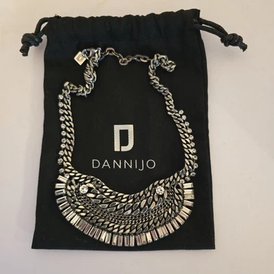 Collar Dannijo Cristal Cuello Plata Metal Punk Rock Estilo Foto 1 de 3