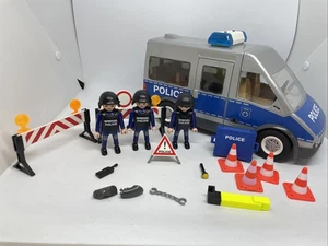 Playmobil 9236 Police Van With Roadblock. 95% Complete. Missing Tire Strip - Picture 1 of 10