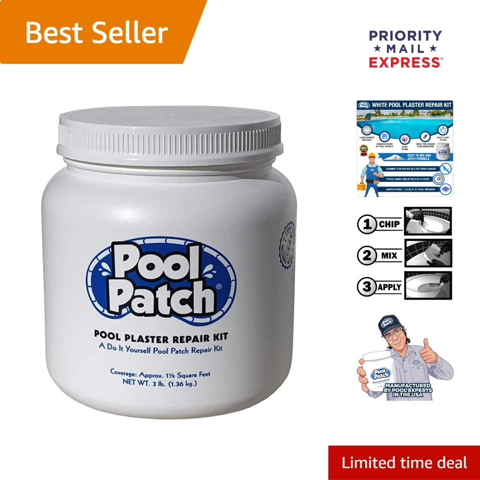 3 Lb. White Pool Plaster Small Cracks Waterproof Cement Liquid Bonder Repair Kit