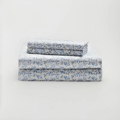 Juego de sábanas Ralph Lauren California King hoja de Eva azul crema 4 piezas casa de campo Foto 1 de 4