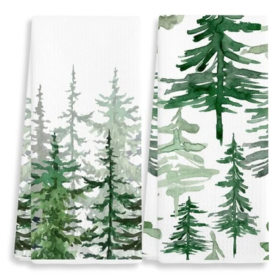 Juego de 2 Toallas de Cocina Decorativas Navidad, Plato Decorativo Árbol Acuarela... Foto 1 de 4