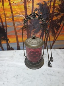 Pickle Caster Jar Condiment Coin Dot Cranberry Antique  - Picture 1 of 12
