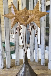 Primitive Americana Star Pick - Aged Decoupaged Word Print Paper - NWOT - Picture 1 of 7